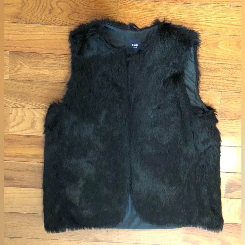 Gap Faux Fur Vest Black Women's Medium